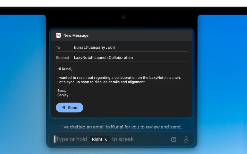 LazyNotch email draft